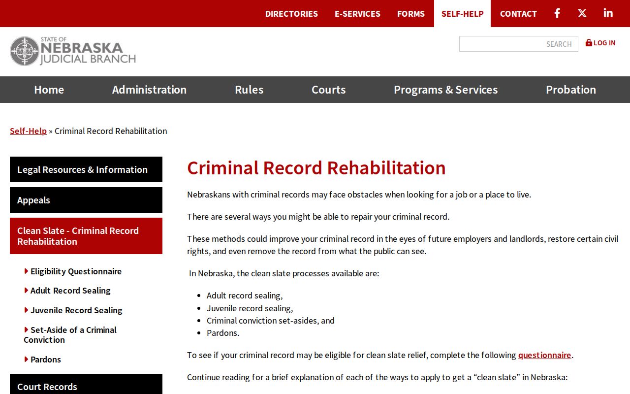 Perkins County criminal record rehabilitation choices