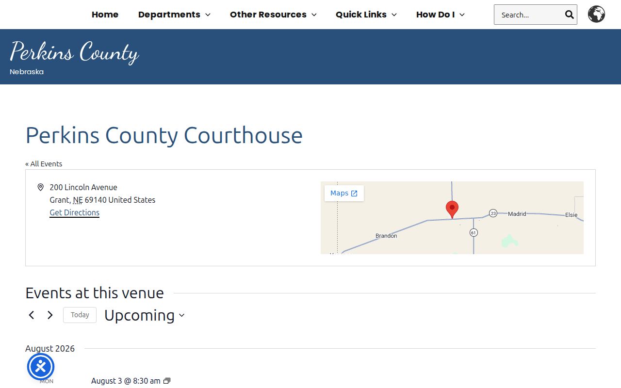 Perkins County criminal records courthouse location
