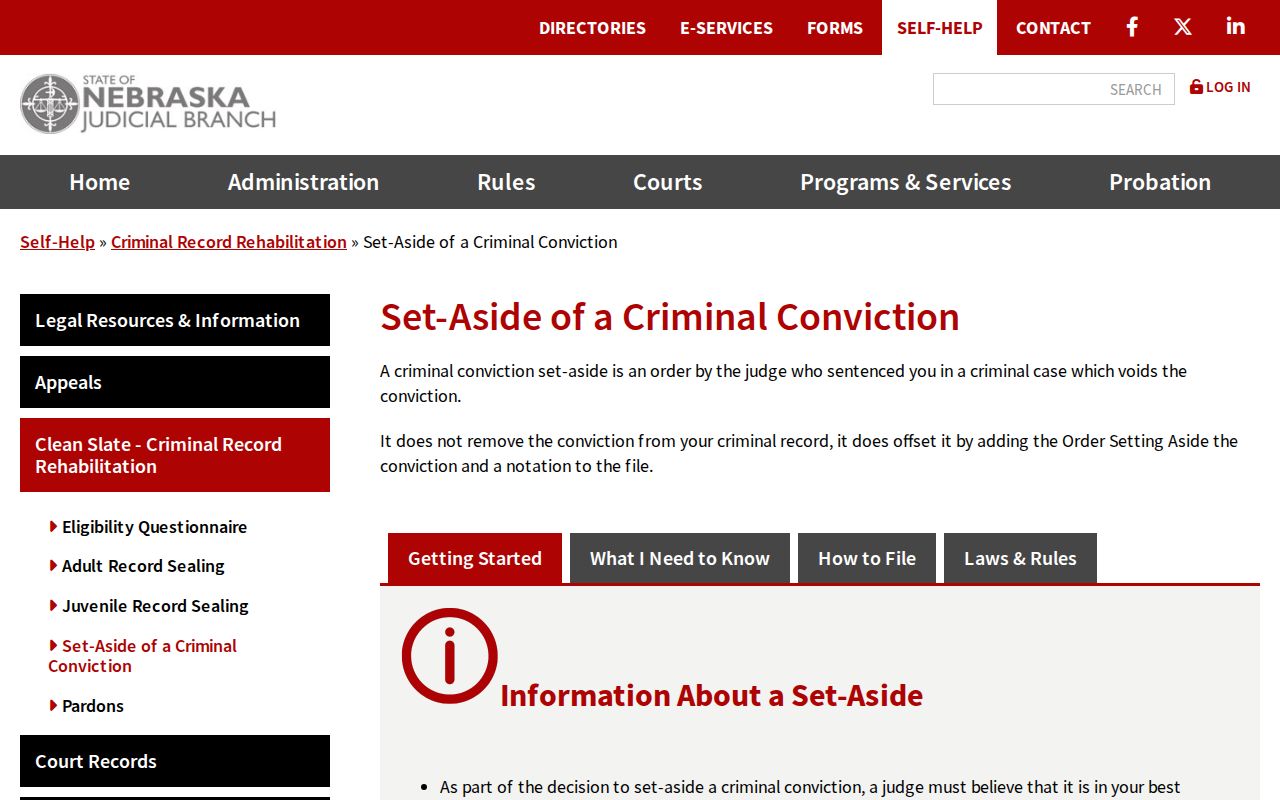 Perkins County criminal conviction set-aside instructions