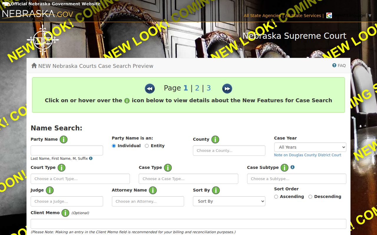 Perkins County criminal court case name search fields