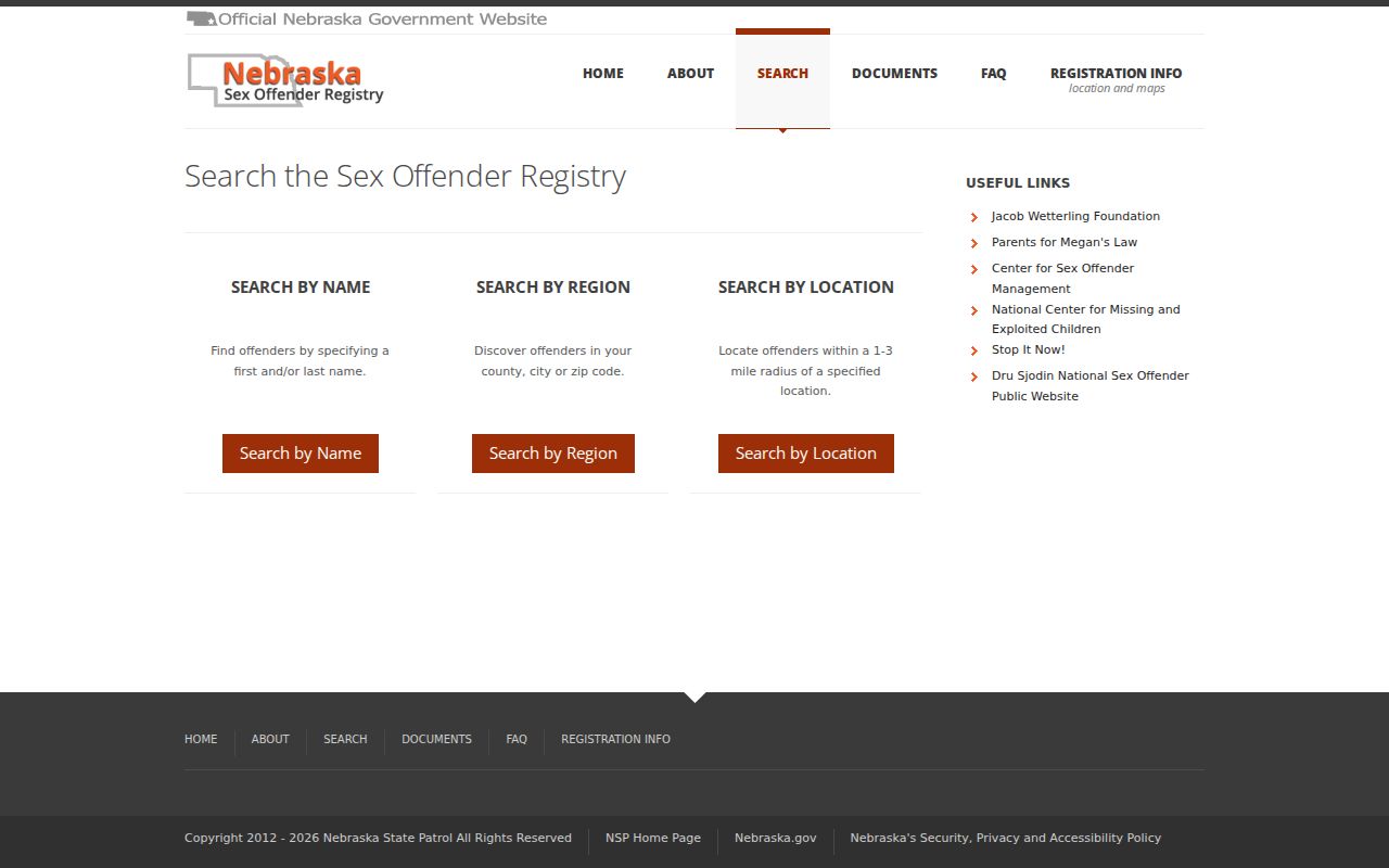 Perkins County sex offender registry search menu